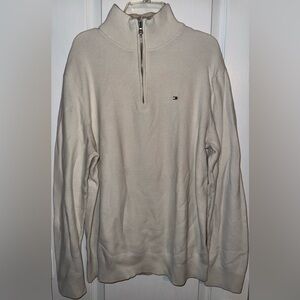 Tommy Hilfiger Cream Quarter Zip Sweater Jacket Size L